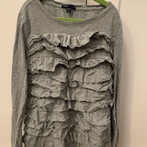 Gap girls grey ruffled long sleeve Sz 12 👧